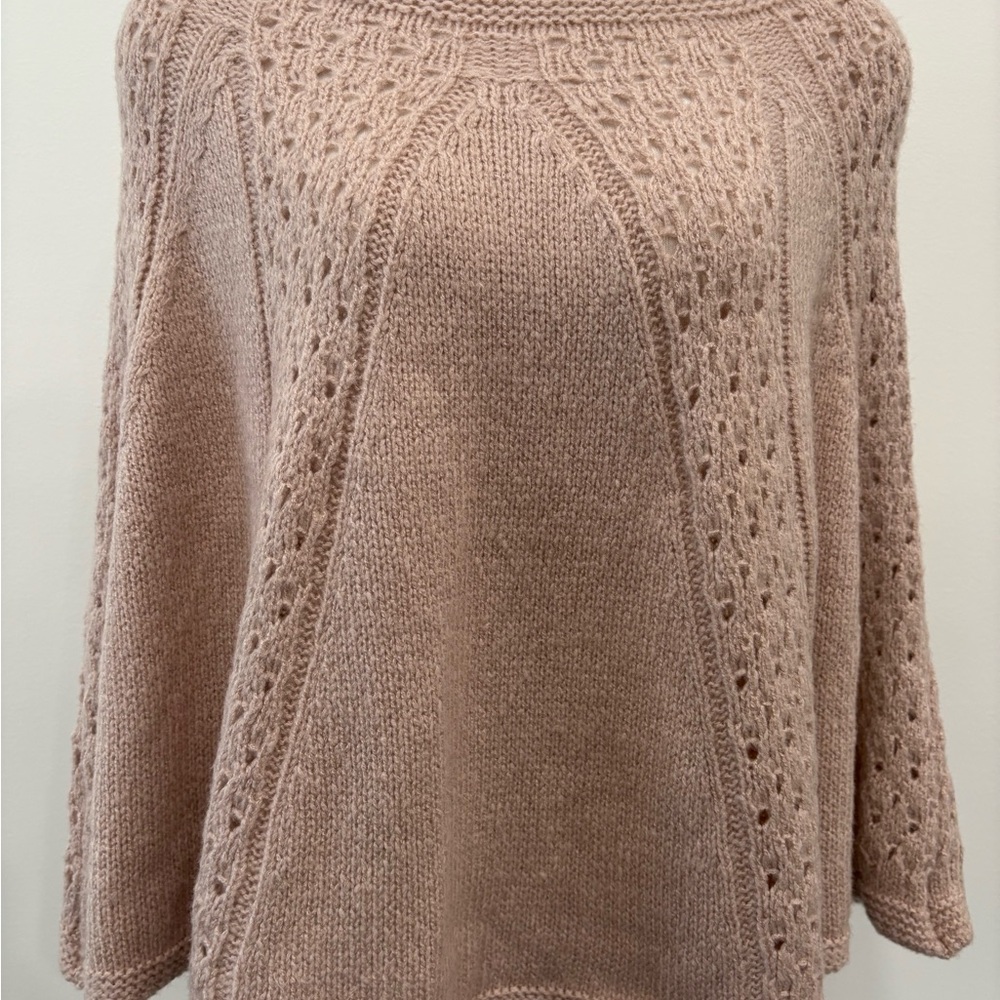 Chic Women's Knit Made in Italy Pink Ballet Sweater Poncho – One Size